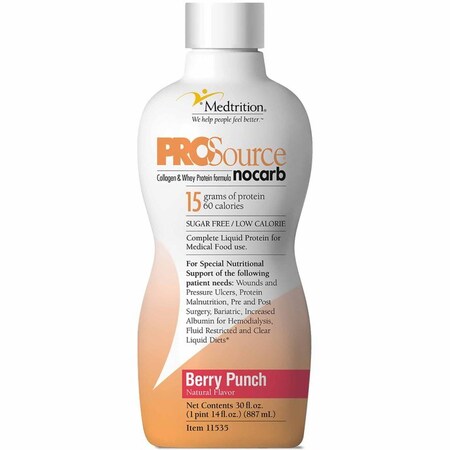 Prosource Nocarb Oral Supplement Berry Punch Flavor Liquid 30 oz. Bottle, 4PK 11535